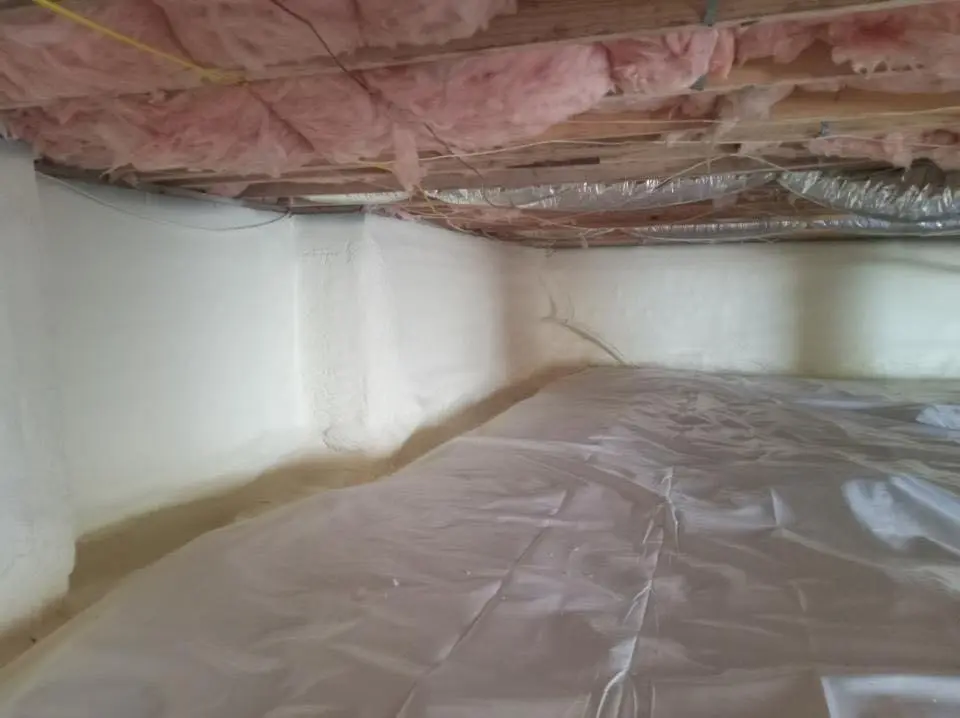 Crawl space encapsulation with closed-cell spray foam for Roof Leak Repair in Grafton
